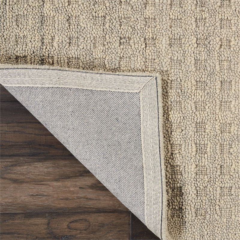 Nourison Perris Rectangle Contemporary Wool Area Rug in Taupe