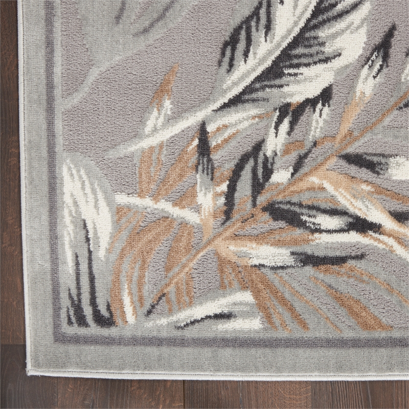 Nourison Pompeii Contemporary Polypropylene Polyester Area Rug in Gray