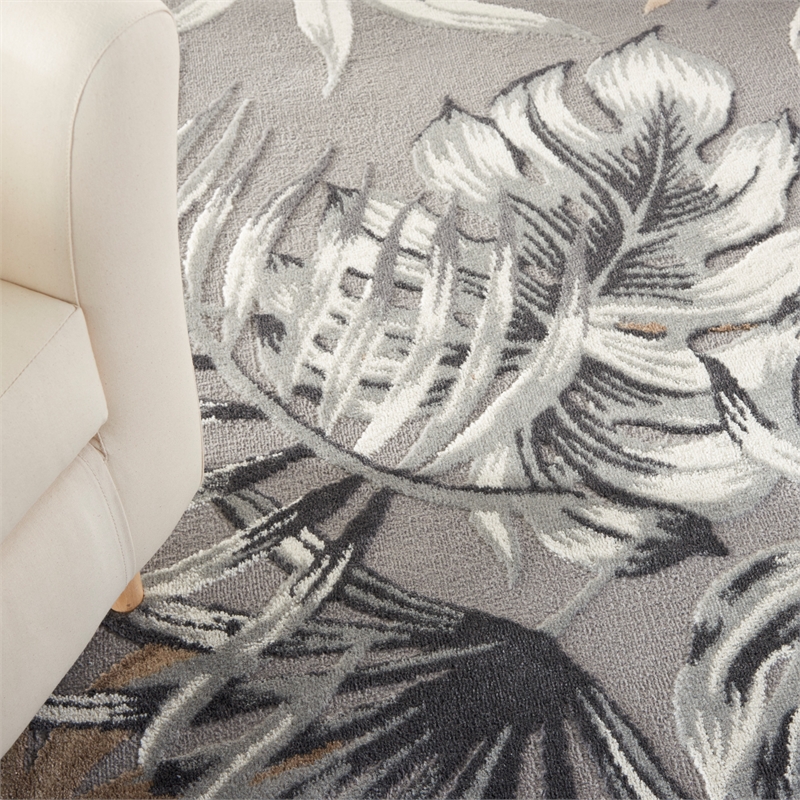 Nourison Pompeii Contemporary Polypropylene Polyester Area Rug in Gray
