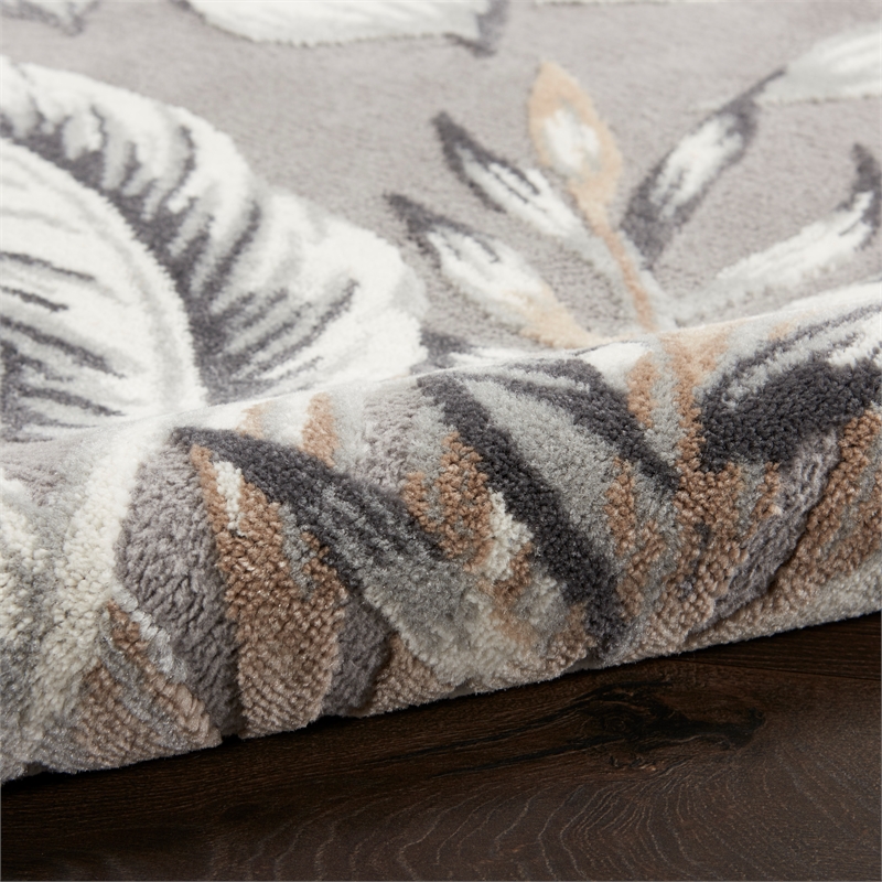 Nourison Pompeii Contemporary Polypropylene Polyester Area Rug in Gray