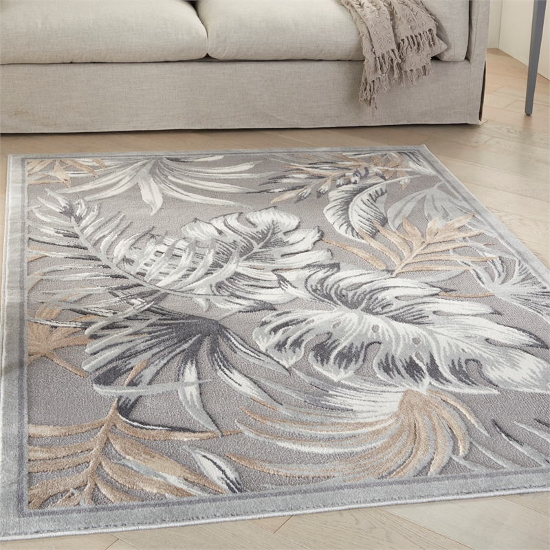 Nourison Pompeii Contemporary Polypropylene Polyester Area Rug in Gray