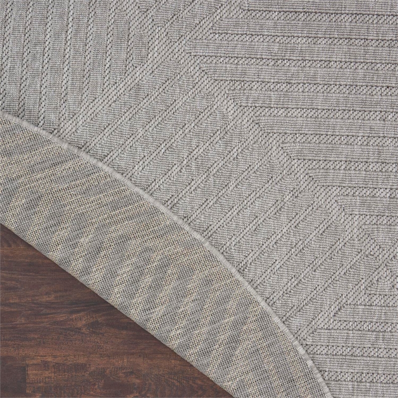 Nourison Palamos Round Contemporary Polypropylene Area Rug in Light Gray
