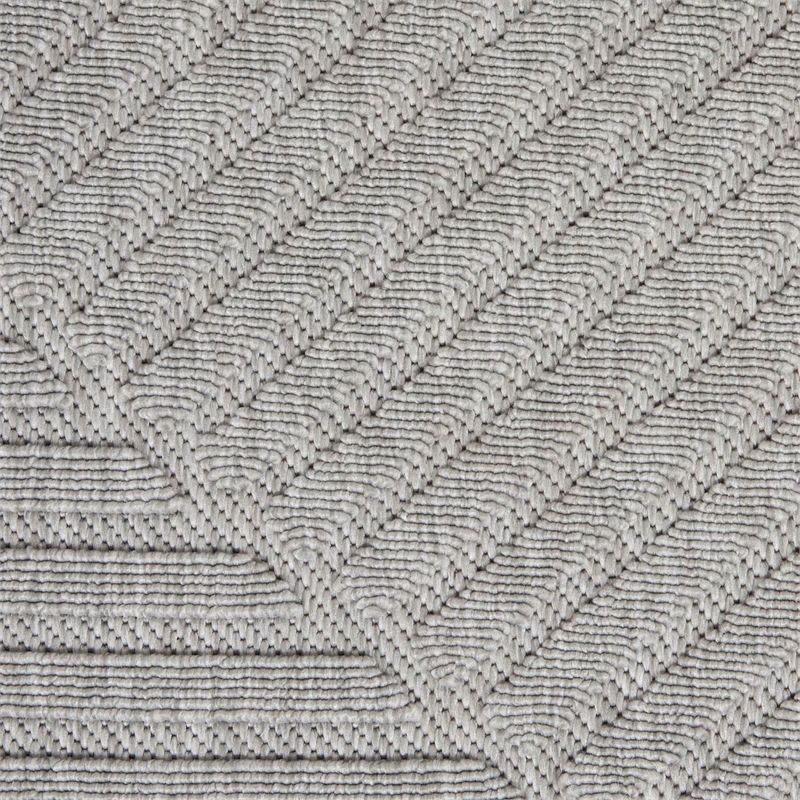 Nourison Palamos Round Contemporary Polypropylene Area Rug in Light Gray