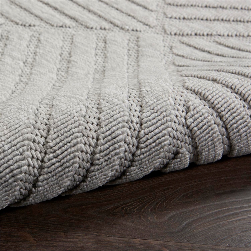 Nourison Palamos Round Contemporary Polypropylene Area Rug in Light Gray