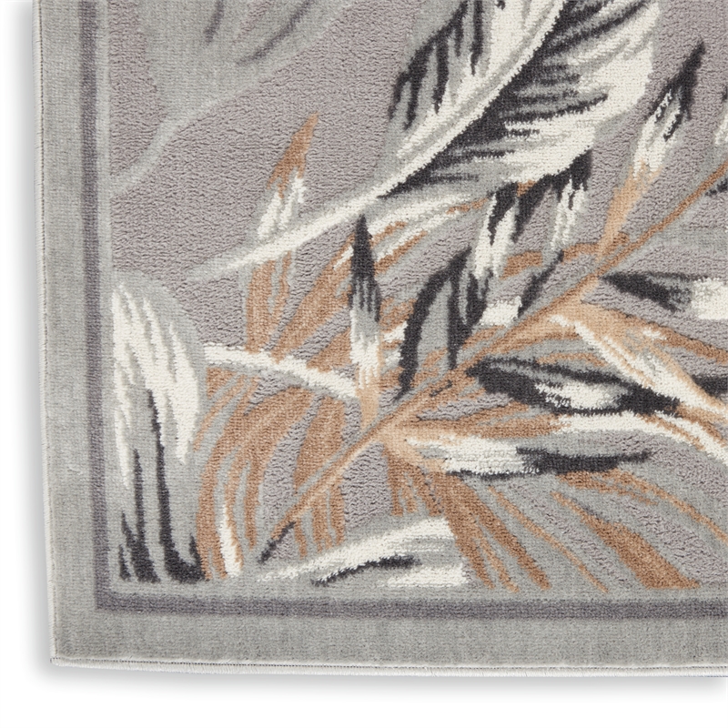 Nourison Pompeii Contemporary Polypropylene Polyester Area Rug in Gray