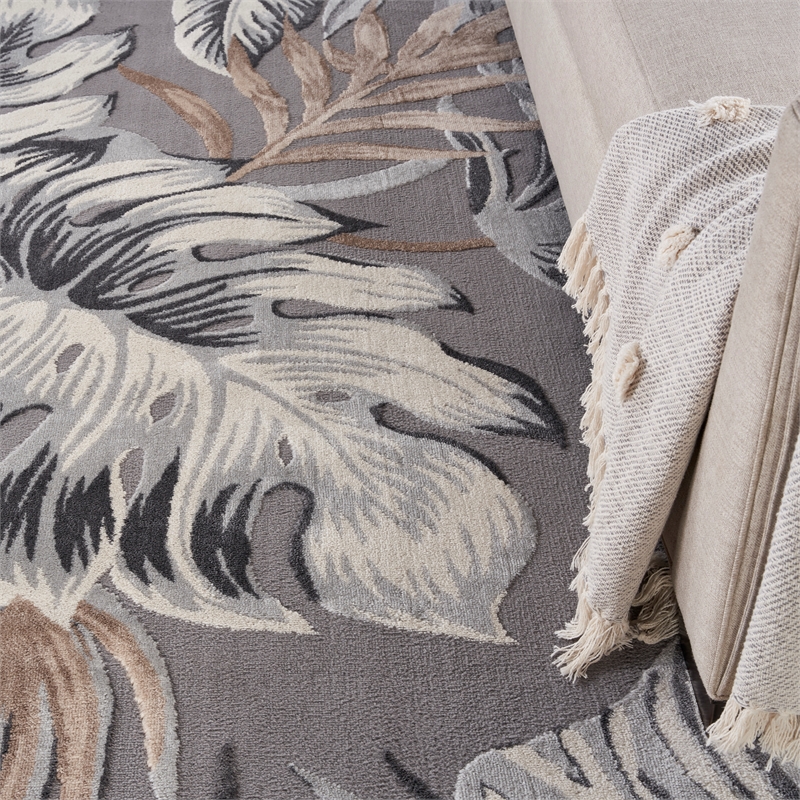 Nourison Pompeii Contemporary Polypropylene Polyester Area Rug in Gray