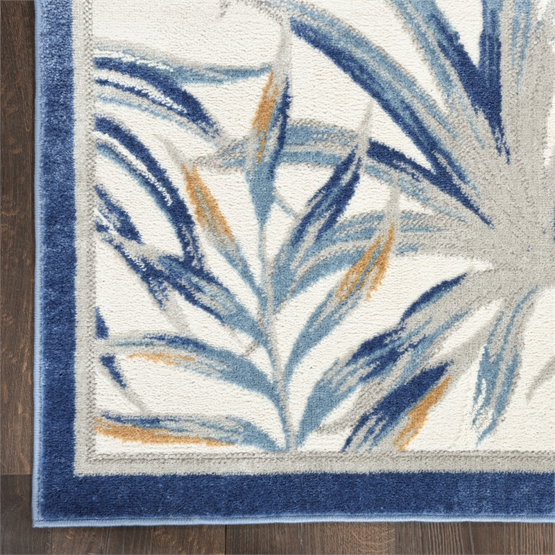 Nourison Pompeii Contemporary Polypropylene Polyester Area Rug in Ivory/Blue