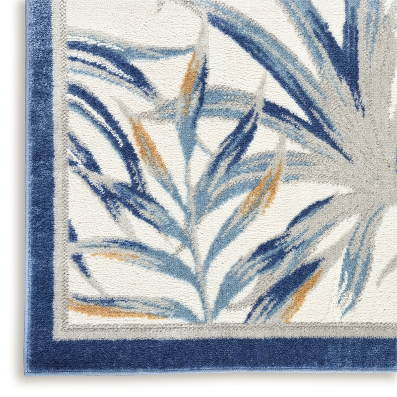 Nourison Pompeii Contemporary Polypropylene Polyester Area Rug in Ivory/Blue
