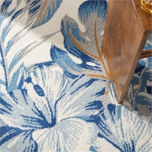 Nourison Pompeii Contemporary Polypropylene Polyester Area Rug in Ivory/Blue
