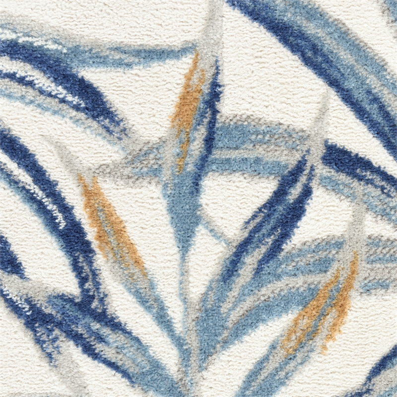 Nourison Pompeii Contemporary Polypropylene Polyester Area Rug in Ivory/Blue