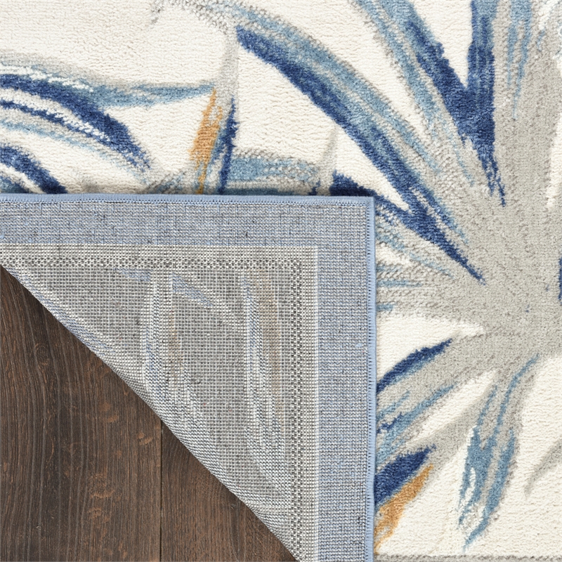 Nourison Pompeii Contemporary Polypropylene Polyester Area Rug in Ivory/Blue