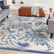 Nourison Pompeii Contemporary Polypropylene Polyester Area Rug in Ivory/Blue