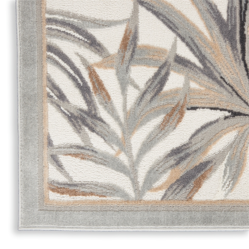 Nourison Pompeii Contemporary Polypropylene Polyester Area Rug in Ivory/Gray