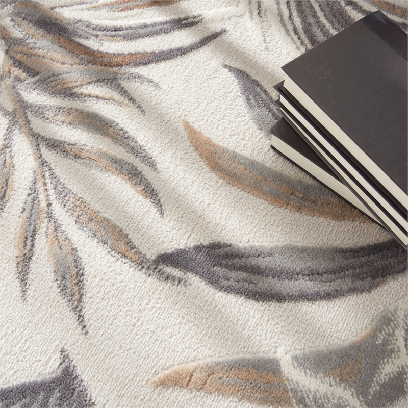 Nourison Pompeii Contemporary Polypropylene Polyester Area Rug in Ivory/Gray