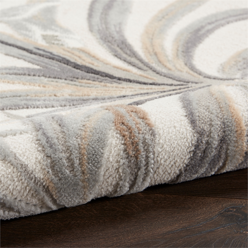 Nourison Pompeii Contemporary Polypropylene Polyester Area Rug in Ivory/Gray