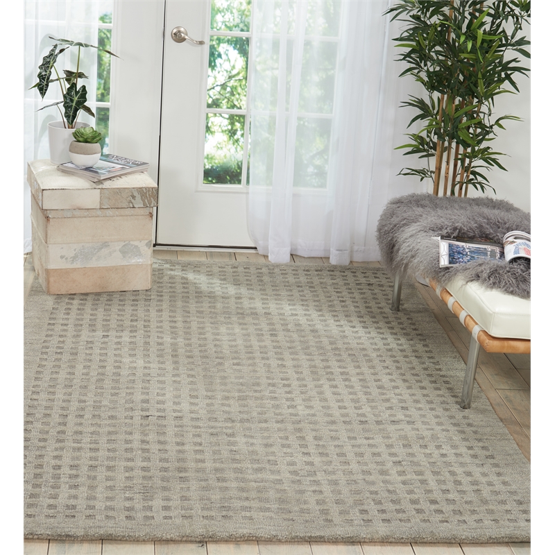 Nourison Perris Rectangle Contemporary Wool Area Rug in Charcoal