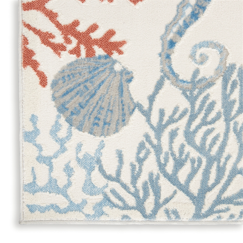 Nourison Pompeii Contemporary Polypropylene Polyester Area Rug in Ivory/Multi
