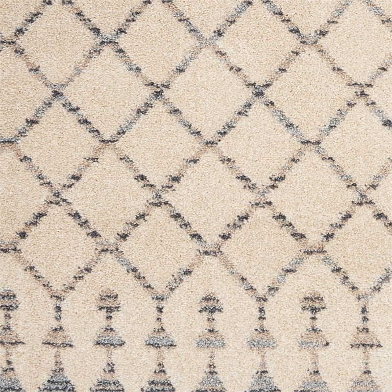 Nourison Royal Moroccan Runner Contemporary Polypropylene Area Rug in Beige/Gray