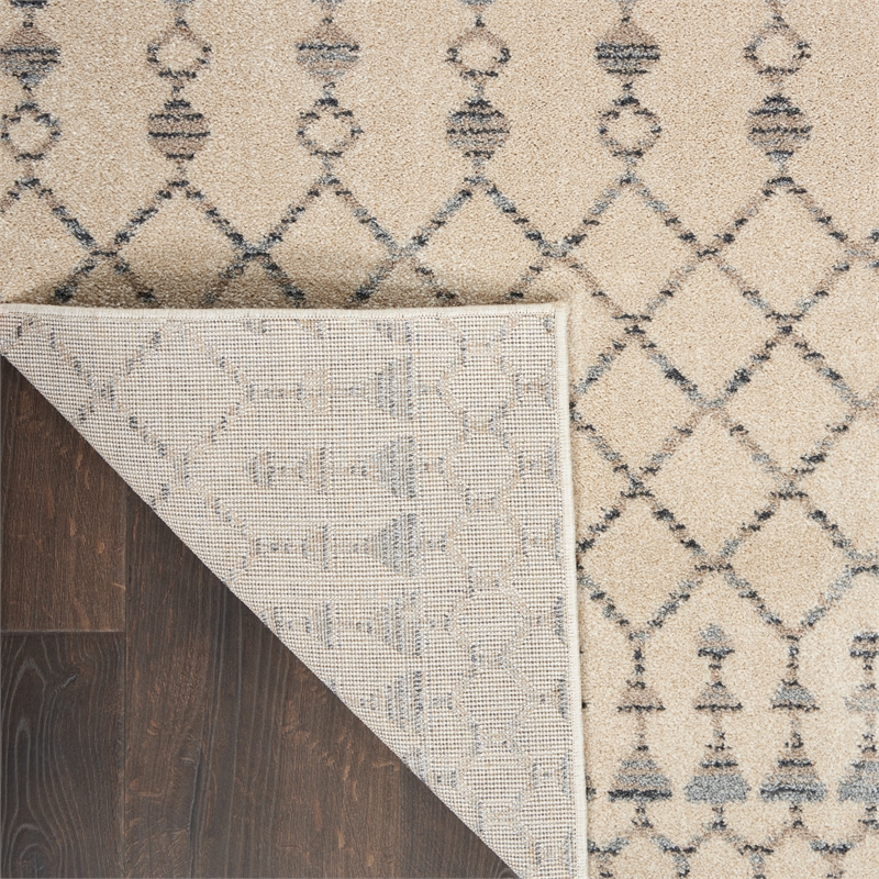 Nourison Royal Moroccan Runner Contemporary Polypropylene Area Rug in Beige/Gray