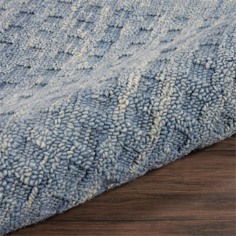 Nourison Perris Rectangle Contemporary Wool Area Rug in Denim
