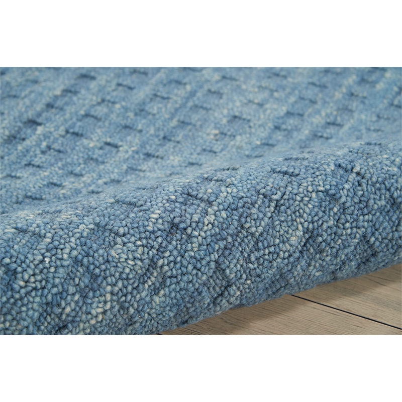 Nourison Perris Rectangle Contemporary Wool Area Rug in Denim