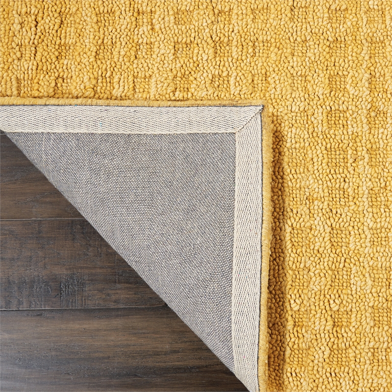 Nourison Perris Rectangle Contemporary Wool Area Rug in Gold