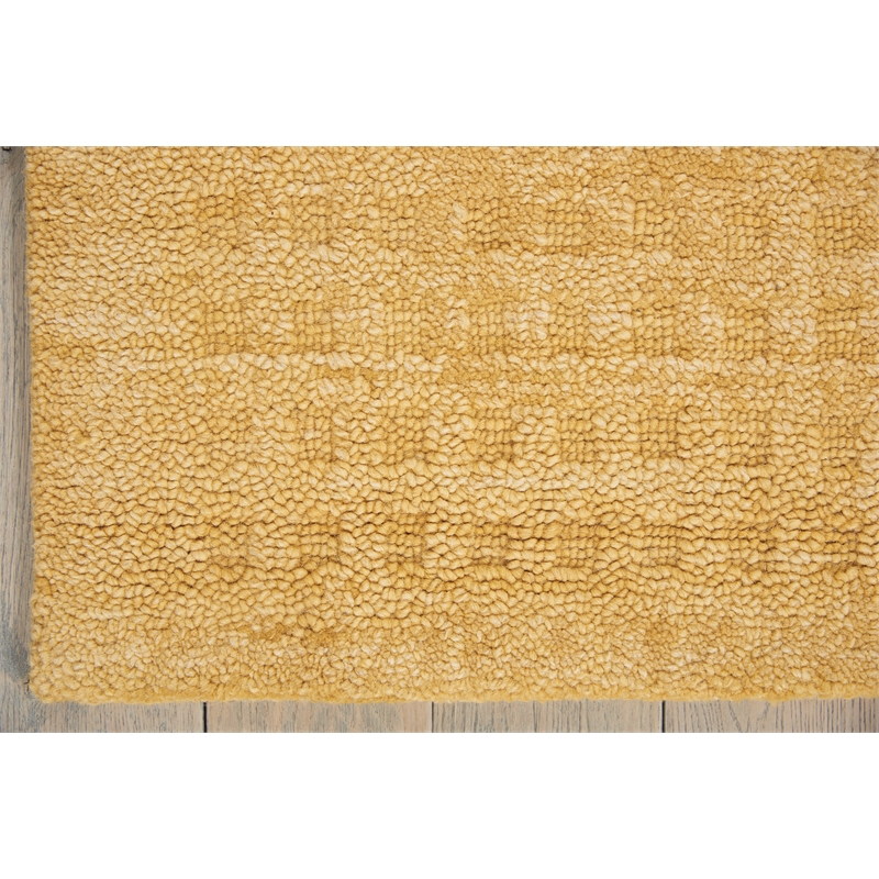 Nourison Perris Rectangle Contemporary Wool Area Rug in Gold