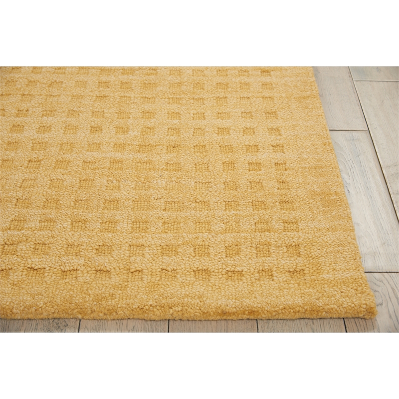 Nourison Perris Rectangle Contemporary Wool Area Rug in Gold