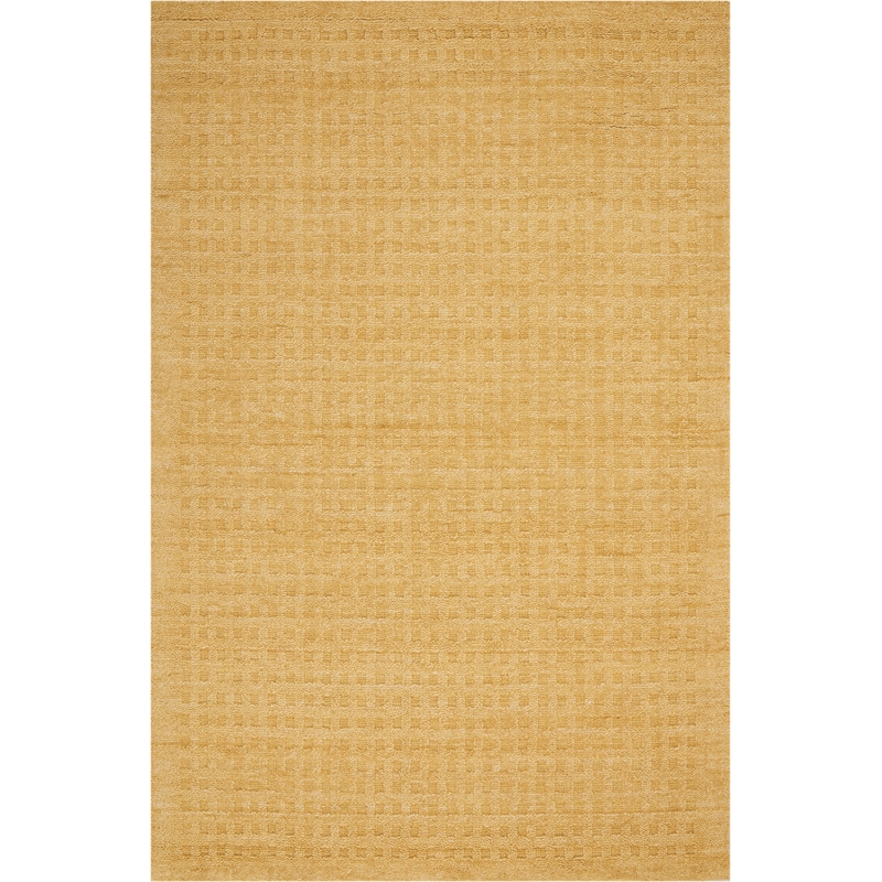 Nourison Perris Rectangle Contemporary Wool Area Rug in Gold