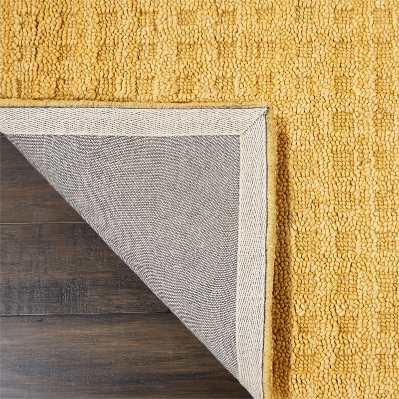 Nourison Perris Rectangle Contemporary Wool Area Rug in Gold