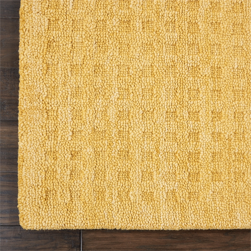 Nourison Perris Rectangle Contemporary Wool Area Rug in Gold
