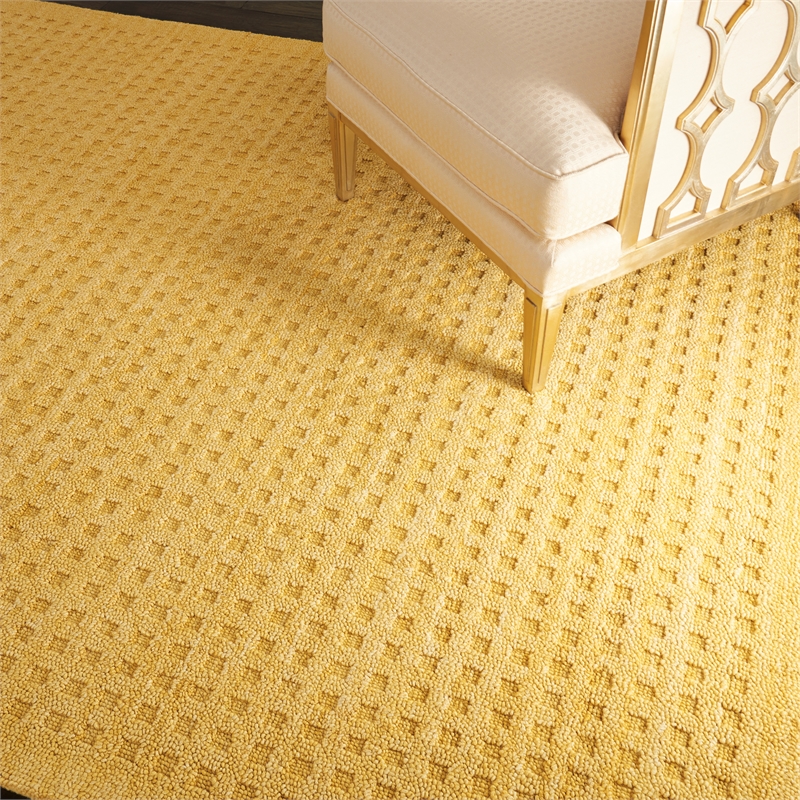 Nourison Perris Rectangle Contemporary Wool Area Rug in Gold