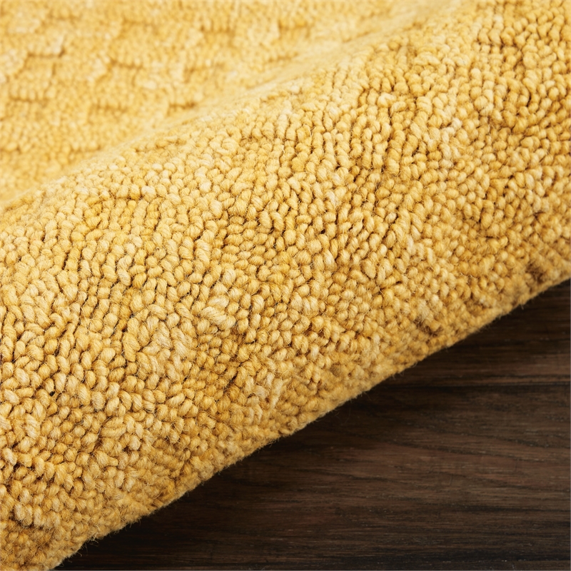 Nourison Perris Rectangle Contemporary Wool Area Rug in Gold