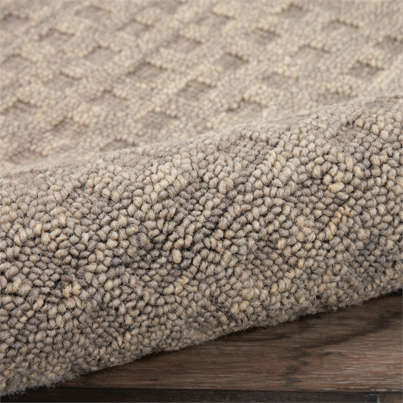 Nourison Perris Runner Shape Contemporary Wool Area Rug in Latte