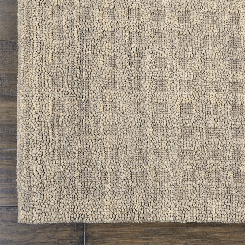 Nourison Perris Rectangle Contemporary Wool Area Rug in Latte