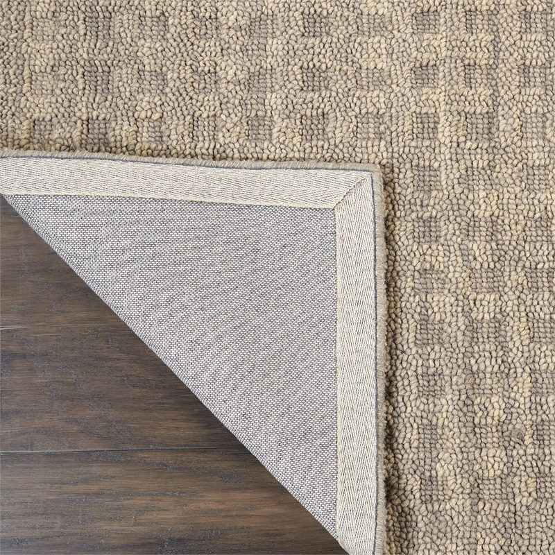 Nourison Perris Rectangle Contemporary Wool Area Rug in Latte