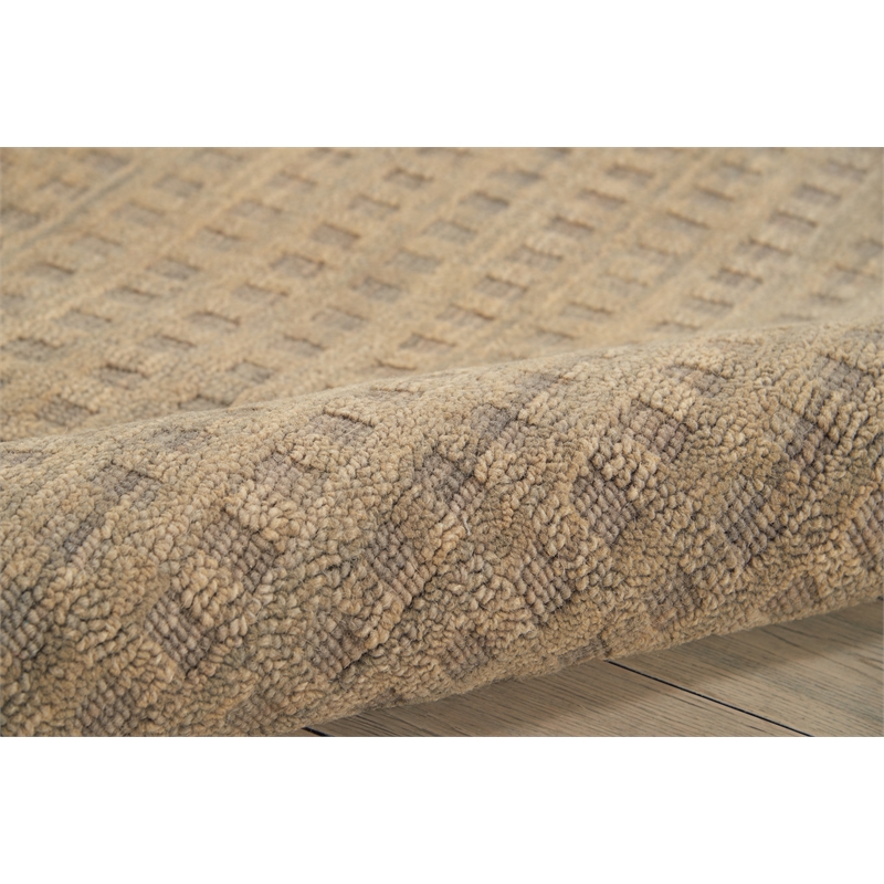 Nourison Perris Rectangle Contemporary Wool Area Rug in Latte