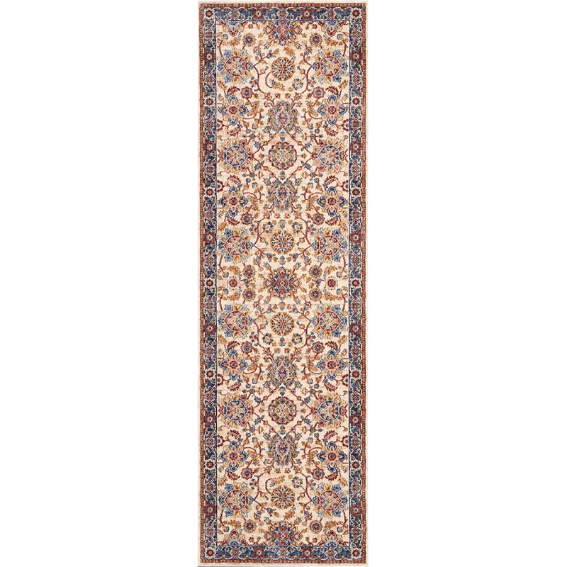 Nourison Reseda Runner Traditional Polyester Area Rug in Cream