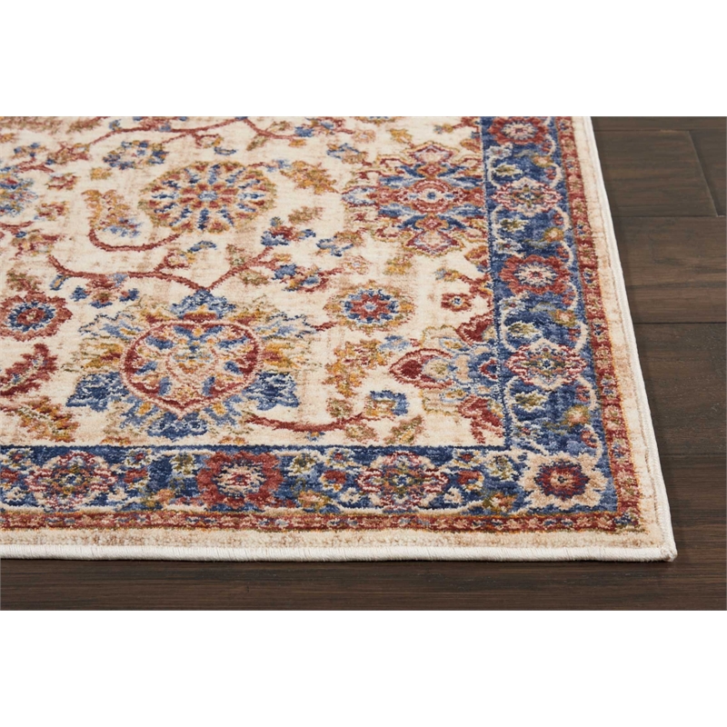 Nourison Reseda Runner Traditional Polyester Area Rug in Cream