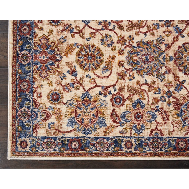 Nourison Reseda Runner Traditional Polyester Area Rug in Cream