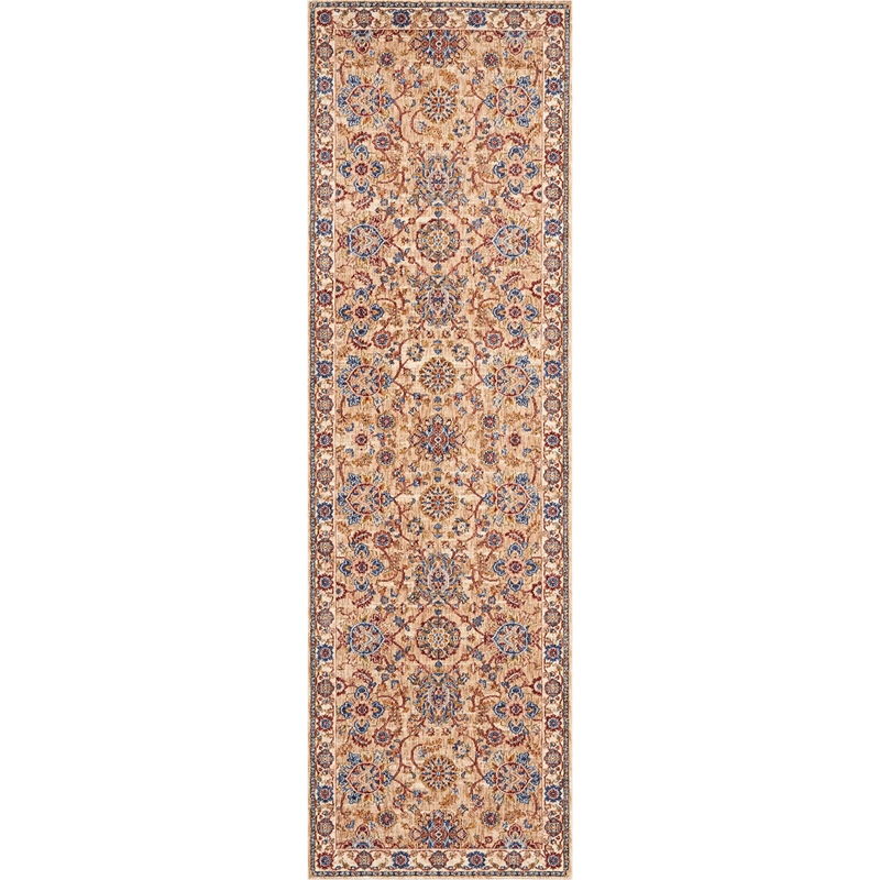 Nourison Reseda Runner Traditional Polyester Area Rug in Natural