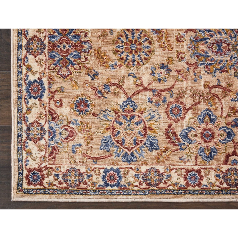 Nourison Reseda Runner Traditional Polyester Area Rug in Natural