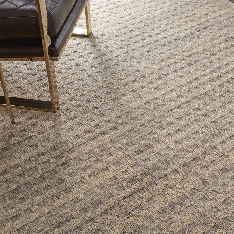 Nourison Perris Rectangle Contemporary Wool Area Rug in Latte