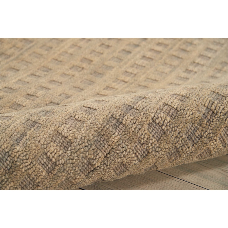 Nourison Perris Rectangle Contemporary Wool Area Rug in Latte