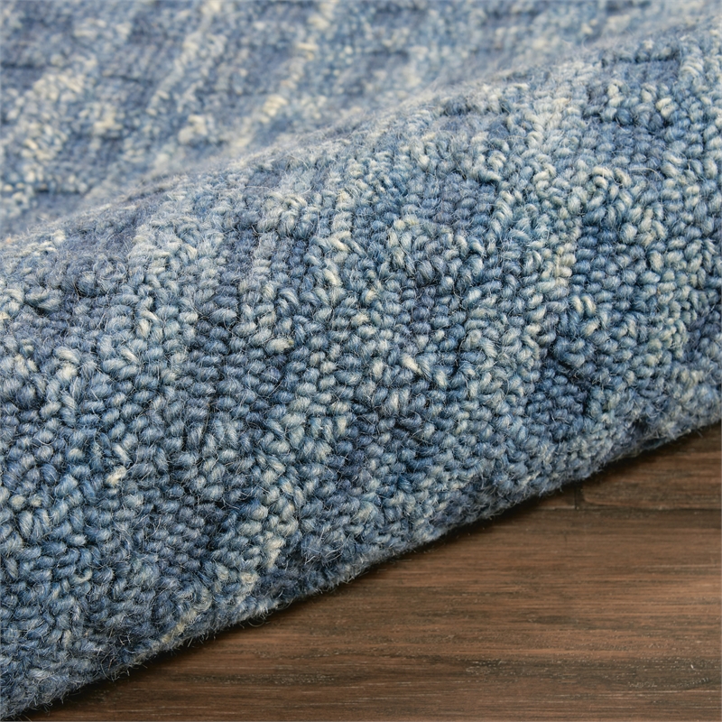 Nourison Perris Runner Shape Contemporary Wool Area Rug in Navy
