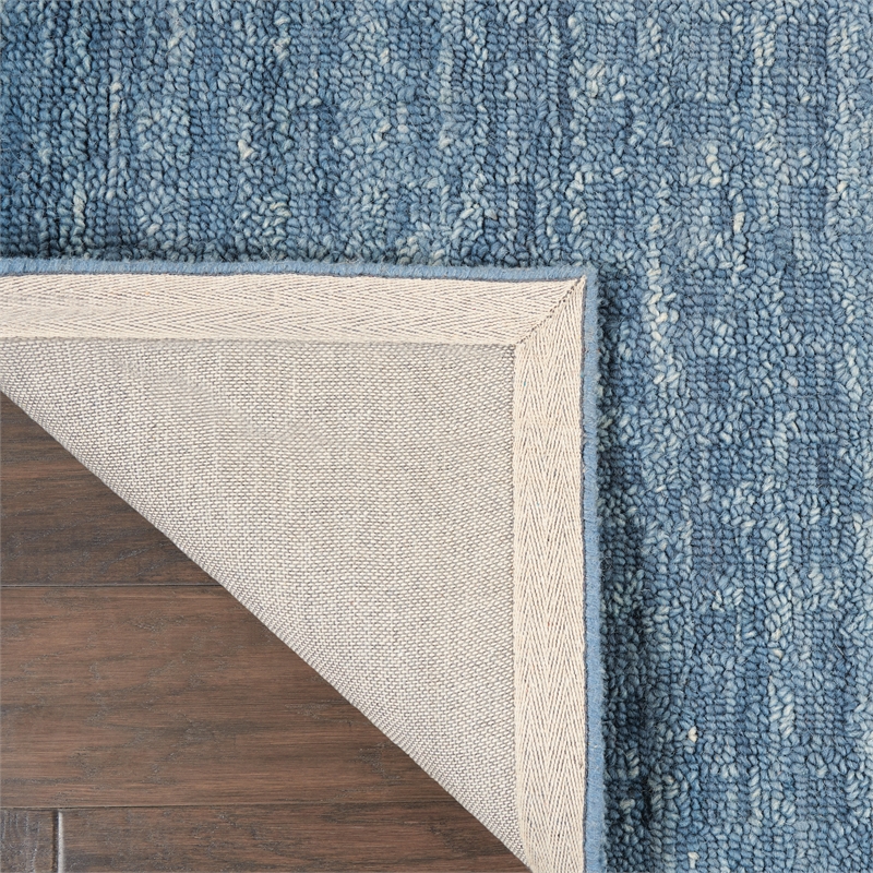 Nourison Perris Runner Shape Contemporary Wool Area Rug in Navy