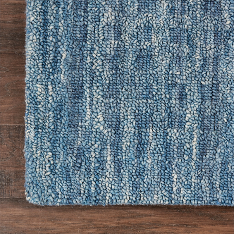 Nourison Perris Runner Shape Contemporary Wool Area Rug in Navy