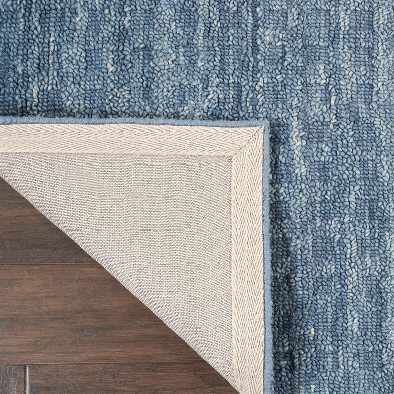Nourison Perris Rectangle Contemporary Wool Area Rug in Navy