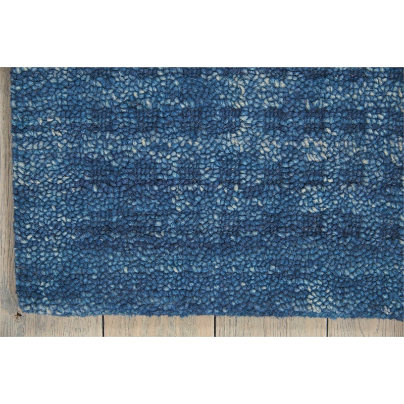 Nourison Perris Rectangle Contemporary Wool Area Rug in Navy