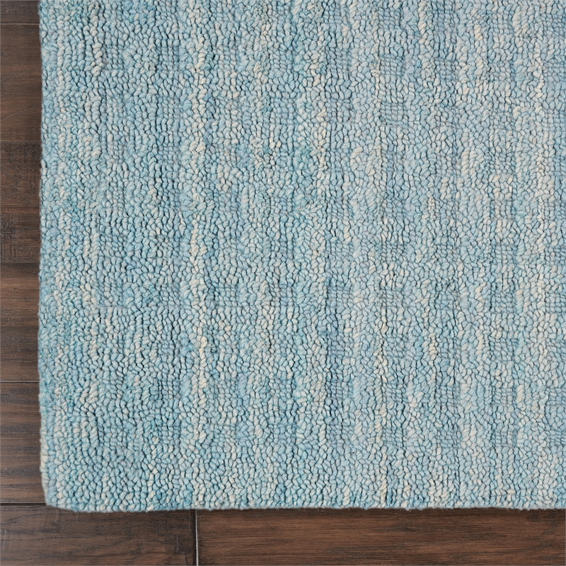 Nourison Perris Runner Shape Contemporary Wool Area Rug in Sky Blue